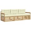 vidaXL Conjunto de sof&aacute;s de exterior 3 uds. Blanco y Crema Poli&eacute;ster