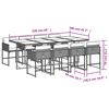 vidaXL Set comedor jard&iacute;n 9 pzas y cojines rat&aacute;n sint&eacute;tico gris