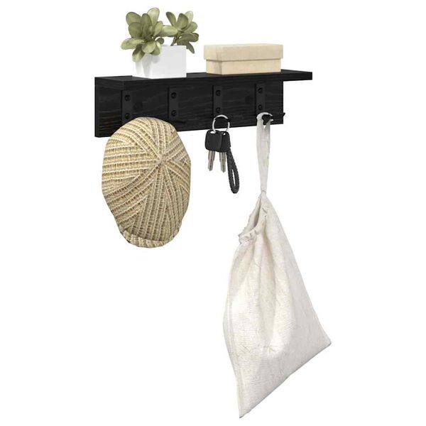 vidaXL Perchero de pared Roble Negro 40 x 10,5 x 10,5 cm