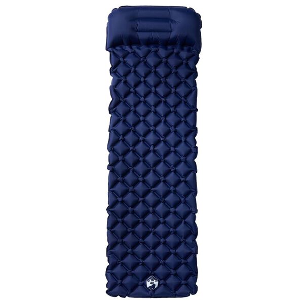 vidaXL Colch&oacute;n de camping inflable con almohada 1 persona azul marino