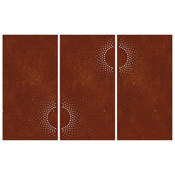 vidaXL Adorno pared jard&iacute;n 3 uds acero corten dise&ntilde;o sol 105x55 cm
