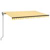 vidaXL Toldo automático LED sensor de viento amarillo blanco 450x300cm
