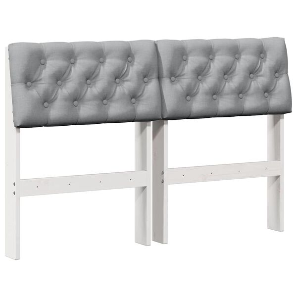 vidaXL Cabecero tapizado Gris Claro 120 cm Madera de pino macizo