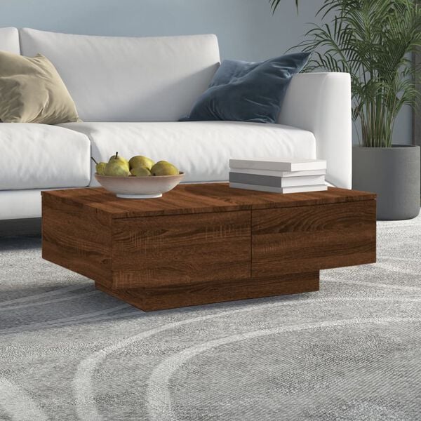 vidaXL Mesa de centro madera contrachapada roble marr&oacute;n 90x60x31 cm