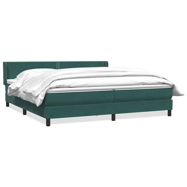 vidaXL Cama box spring con colch&oacute;n terciopelo verde oscuro 200x210 cm