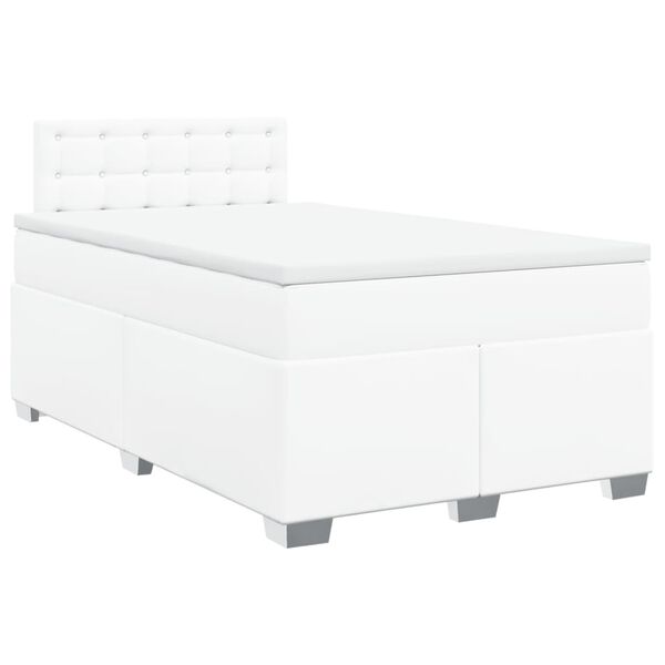 vidaXL Cama box spring con colchón cuero sintético blanco 120x200 cm