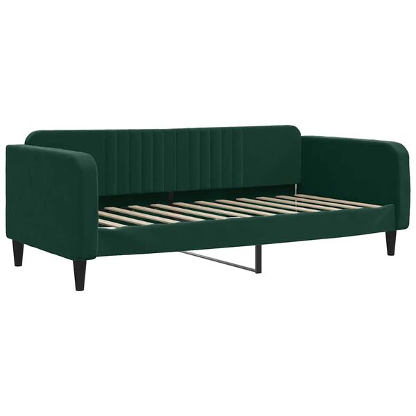 vidaXL Sof&aacute; cama nido con colch&oacute;n terciopelo verde oscuro 100x200 cm