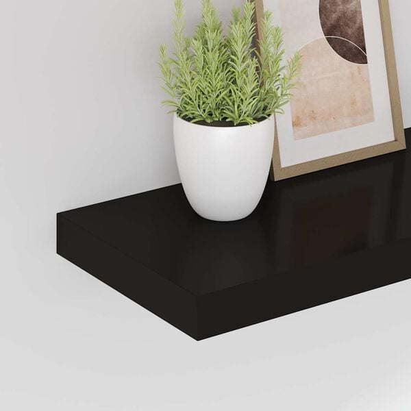 vidaXL Estantes flotantes de pared 4 uds negro MDF 50x23x3,8 cm