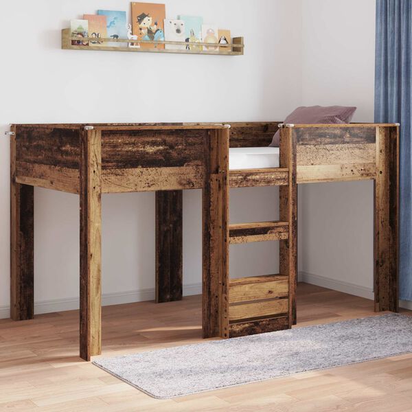 vidaXL Cama Litera para Ni&ntilde;os con colch&oacute;n Madera vieja 100 x 200 cm