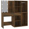 vidaXL Tocador con LED y armario madera contrachapada roble ahumado