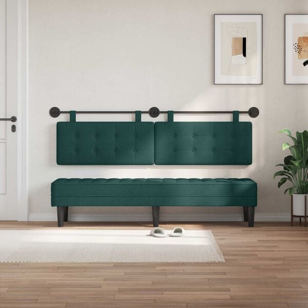 vidaXL Cabecera Colgante Verde oscuro 170 x 55 x 5 cm tela