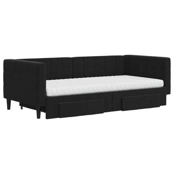 vidaXL Sofá cama nido con cajones terciopelo negro 90x190 cm