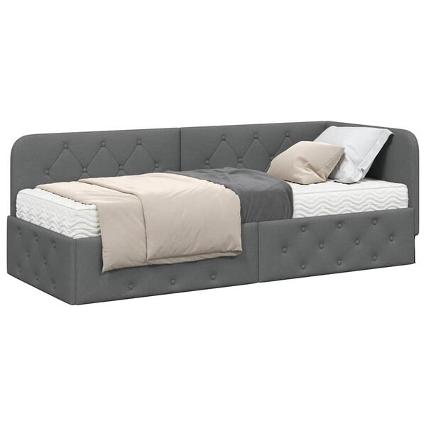 vidaXL Estructura de cama en esquina Gris oscuro 80 x 200 cm tela