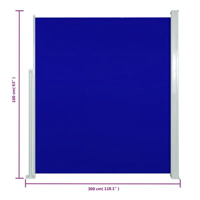 vidaXL Toldo lateral retráctil de jardín azul 160x300 cm