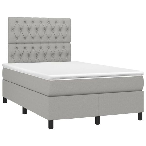 vidaXL Cama box spring con colch&oacute;n tela gris claro 120x190 cm