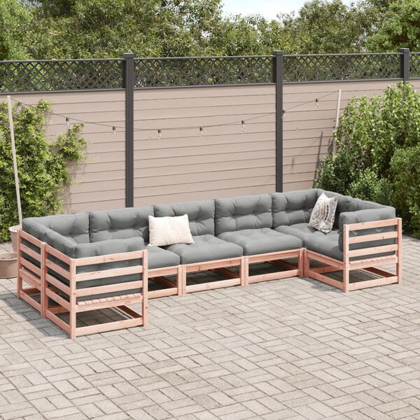 vidaXL Set de sof&aacute;s jard&iacute;n 7 pzas con cojines madera abeto Douglas