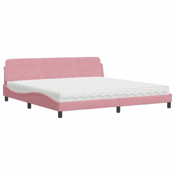 vidaXL Cama con colchón Dover terciopelo rosa 200x200 cm