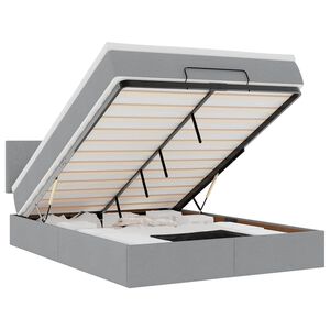 vidaXL Cama otomana con colch&oacute;n LED gris claro 140x190 cm tela