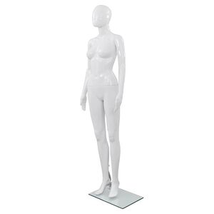 vidaXL Maniqu&iacute; de mujer completo base de vidrio blanco brillante 175cm