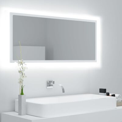 vidaXL Espejo de baño LED acrílico blanco 100x8,5x37 cm