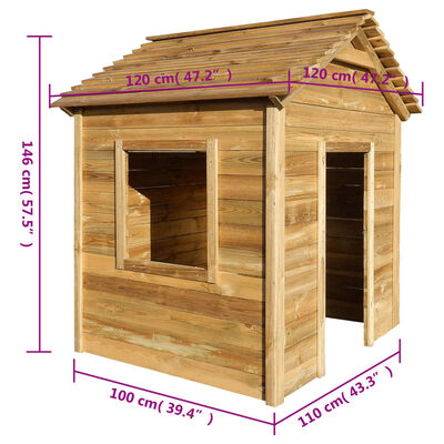vidaXL Casa de juegos de jardín madera de pino 120x120x146 cm