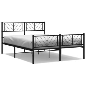 vidaXL Estructura cama sin colch&oacute;n con estribo metal negro 140x200 cm