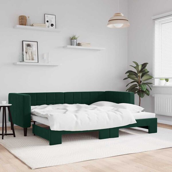 vidaXL Sof&aacute; cama nido terciopelo verde oscuro 80x200 cm