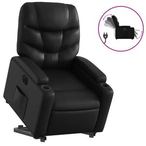 vidaXL Sill&oacute;n reclinable y elevable el&eacute;ctrico cuero sint&eacute;tico negro