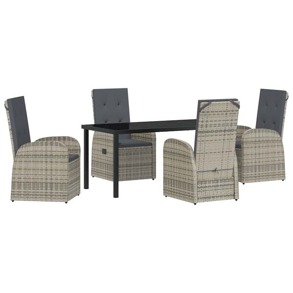 vidaXL Conjunto de Comedor de Jard&iacute;n 5 pcs Gris rat&aacute;n sint&eacute;tico