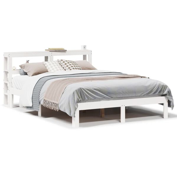 vidaXL Estructura de cama con cabecero madera de pino blanco 150x200cm
