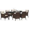 vidaXL Conjunto de Comedor de Jard&iacute;n 7 pcs Marr&oacute;n rat&aacute;n sint&eacute;tico