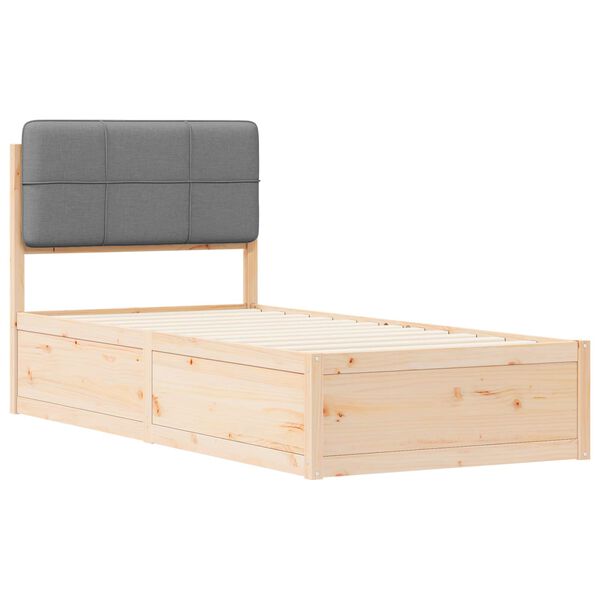 vidaXL Estructura de Cama con Cabecera Tapizada Gris Claro 90 x 190 cm