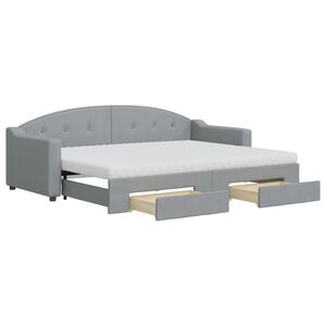 vidaXL Sof&aacute; cama nido con cajones tela gris claro 80x200 cm