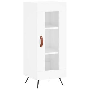 vidaXL Aparador de madera contrachapada blanco brillante 34,5x34x90 cm