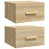 vidaXL Mesitas de noche de pared 2 uds color roble Sonoma 35x35x20 cm