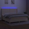 vidaXL Cama box spring colch&oacute;n y luces LED tela crema 200x200 cm