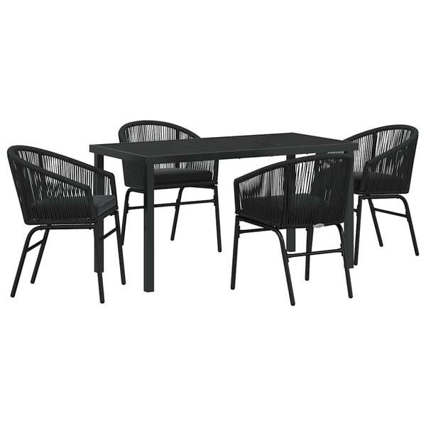 vidaXL Conjunto de Comedor de Jard&iacute;n 5 pcs Negro
