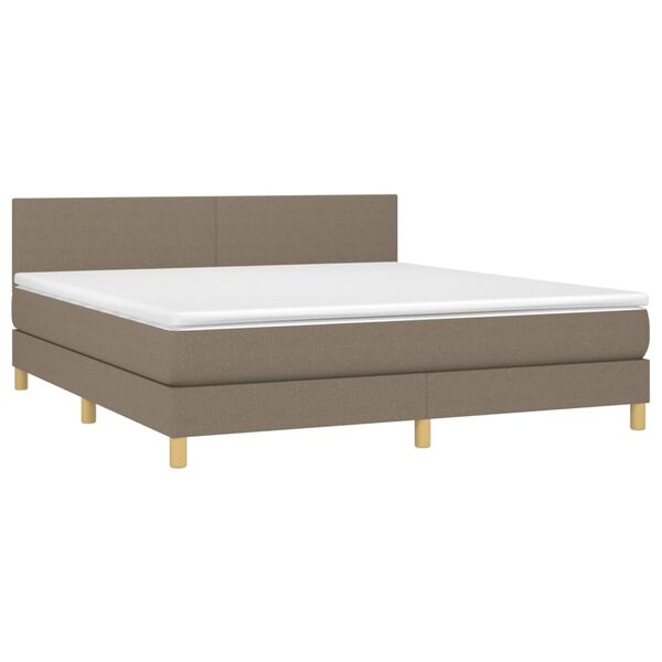 vidaXL Cama box spring con colch&oacute;n tela gris taupe 180x200 cm