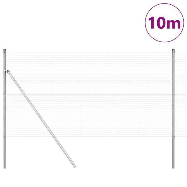 vidaXL Poste de Valla Plateado 10 x 1,4 m (malla de 25 x 25 mm) Acero