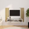 vidaXL Mueble TV de pared contrachapado blanco y roble 120x23,5x90 cm