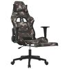 vidaXL Silla gaming de masaje con reposapi&eacute;s tela negro y camuflaje