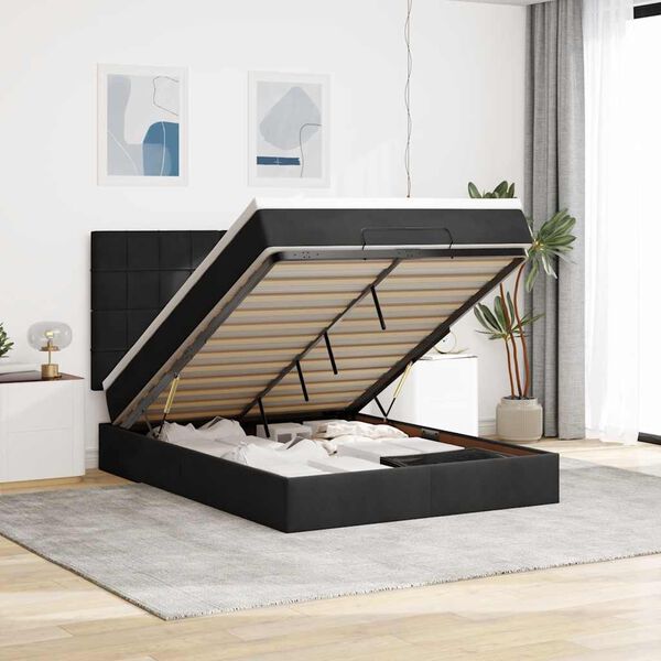 vidaXL Estructura de cama otomana con colchones terciopelo negro