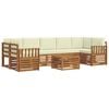 vidaXL Conjunto de sof&aacute;s de exterior 8 uds. Natural y Crema