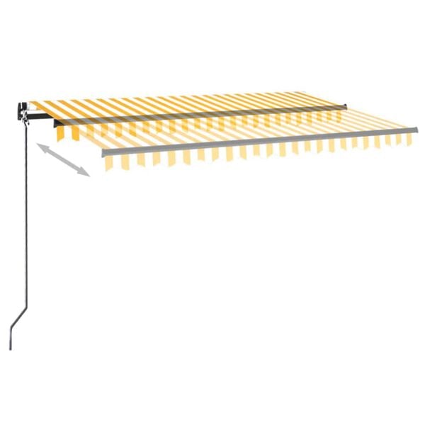 vidaXL Toldo retr&aacute;ctil manual amarillo y blanco 450x300 cm