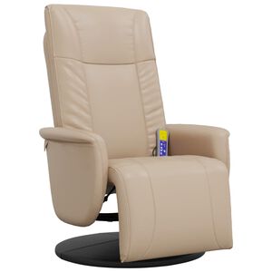 vidaXL Sill&oacute;n reclinable masaje reposapi&eacute;s cuero sint&eacute;tico capuchino