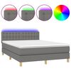 vidaXL Cama box spring colch&oacute;n y luces LED tela gris oscuro 140x200 cm