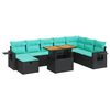 vidaXL Set sof&aacute;s jard&iacute;n y cojines 9 pzas rat&aacute;n sint&eacute;tico acacia negro