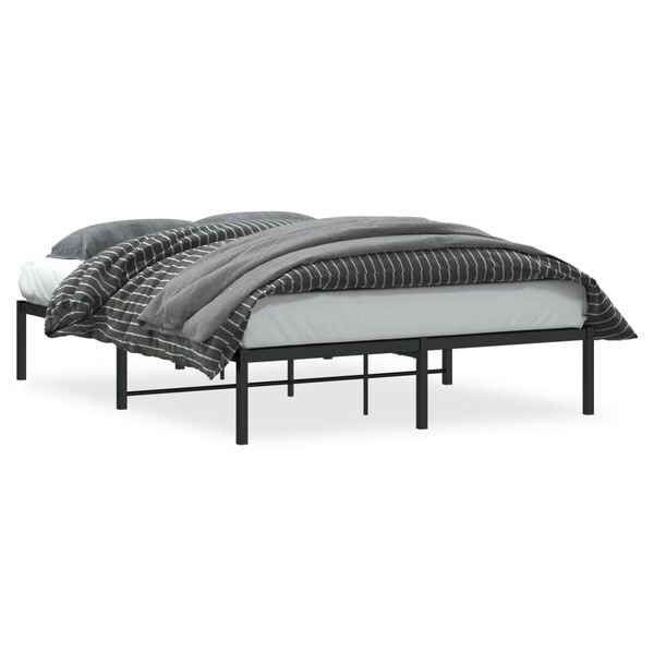 vidaXL Estructura de cama sin colch&oacute;n metal negro 135x190 cm