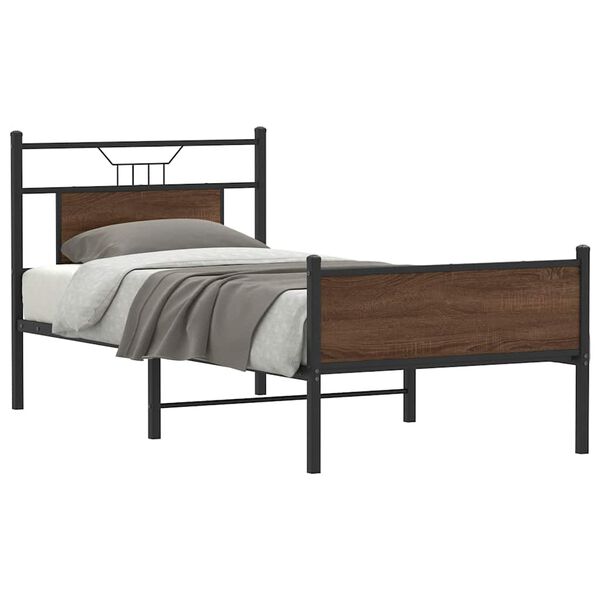 vidaXL Estructura de cama sin colch&oacute;n madera marr&oacute;n roble 90x200 cm