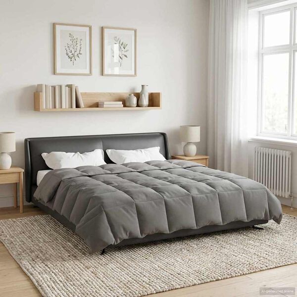 vidaXL Edred&oacute;n de Todo el A&ntilde;o Gris Claro 240 x 260 cm Microfibra